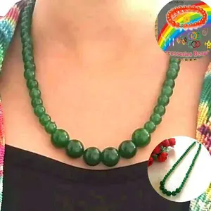 Kalung Pendek Batu  Giok Cina Hijau Natural Pria Wanita