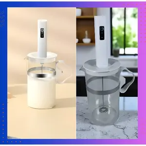 YUTAO Hand Mixer Mini Pengocok Telur Milk Frother 400mAh dengan Gelas Kaca Plastik PP & Stainless Steel 304 Dimensi 2.7x2.7x23.5 cm Baterai 400mAh USB Type C Panjang Kabel 19 cm