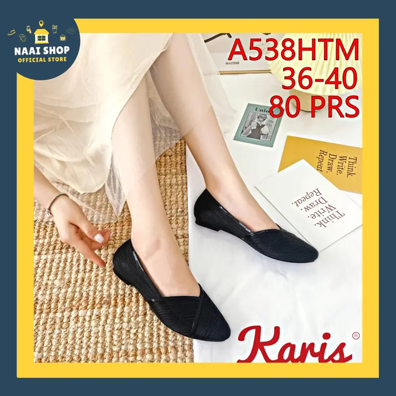Sepatu Flat Karet Wanita Motif Salur Soft Color Size 36-40 Flat Shoes Jelly Import Premium Outfit Fashion Casual Slip On Cewek Korea Style Murah Selop Kerja Kuliah Sekolah Kekinian Slop Kasual Terbaru Pantofel Hak Rendah Terlaris Karis 538 Naai Shop balle 1