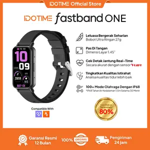 【BEST SELLING】IDOTIME & fastband ONE Jam Tangan Pintar Wanita HITAM Jam Running & Lari Pace  Ringan Nyaman Dipakai  Heart Rate Monitor & Health Tracking  Layar Sentuh Bluetooth  Bisa Ganti Wallpaper  Sync Strava  Da Fit App  IP68 Waterproof