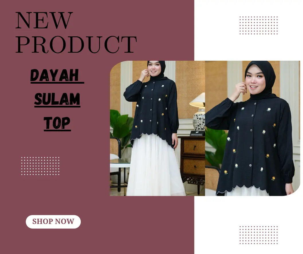 [SR] DAYAH TOP SULAM TOP WITH BUTTONS CRINKED MATERIAL