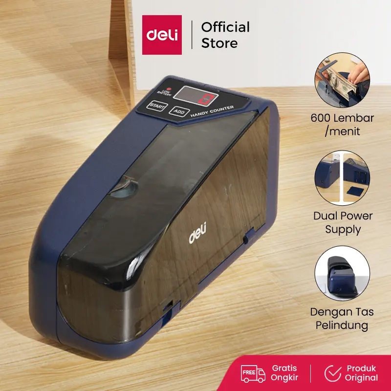 Deli Mesin Penghitung Uang Portable Mini / Money Counter Bill Counter Handy Portabel Layar LED Digital CT985
