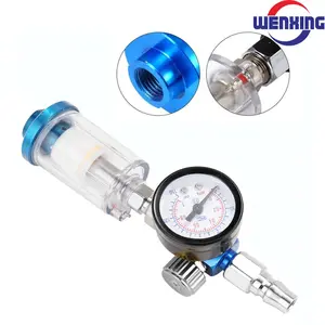 Wenxing Spray Gun Air Regulator Gauge In Line Water Filter Adapter W101 Silver