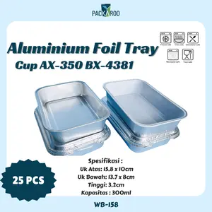Aluminium Foil Tray Cup AX-350 BX-4381 350ML + Tutup Foil 25 Pcs / Dimsum Mentai Macaroni Schotel TERMURAH