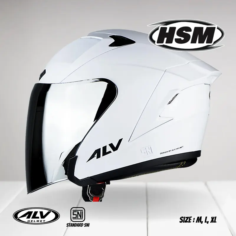 Helm Half Face ALV ULTRON Solid Original Kaca Visor Silver/Clear Untuk Pria dan Wanita Dewasa SNI Motorcycle dengan Intercom Ready Design 4