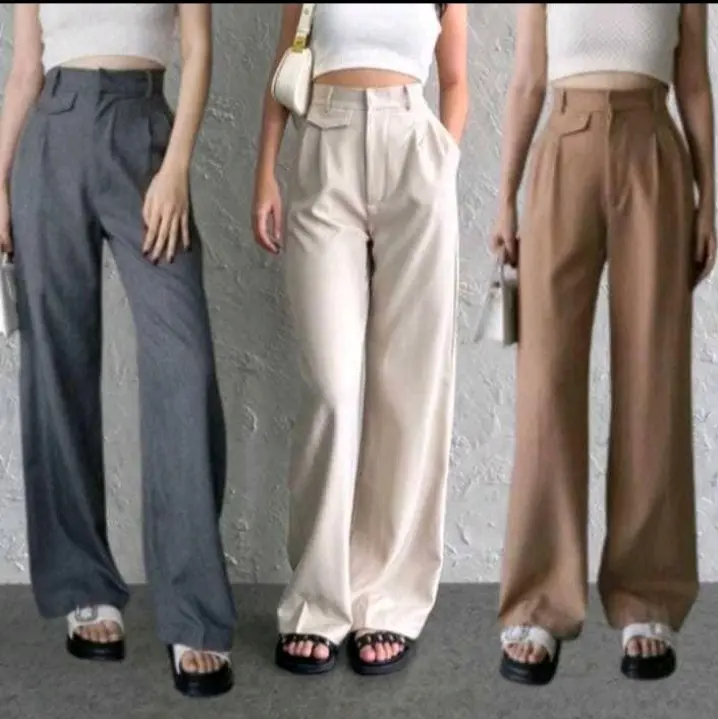 oro pants higwaist-celana panjang kulot wanita bahan loose pants trouser wanita anti kusut 5