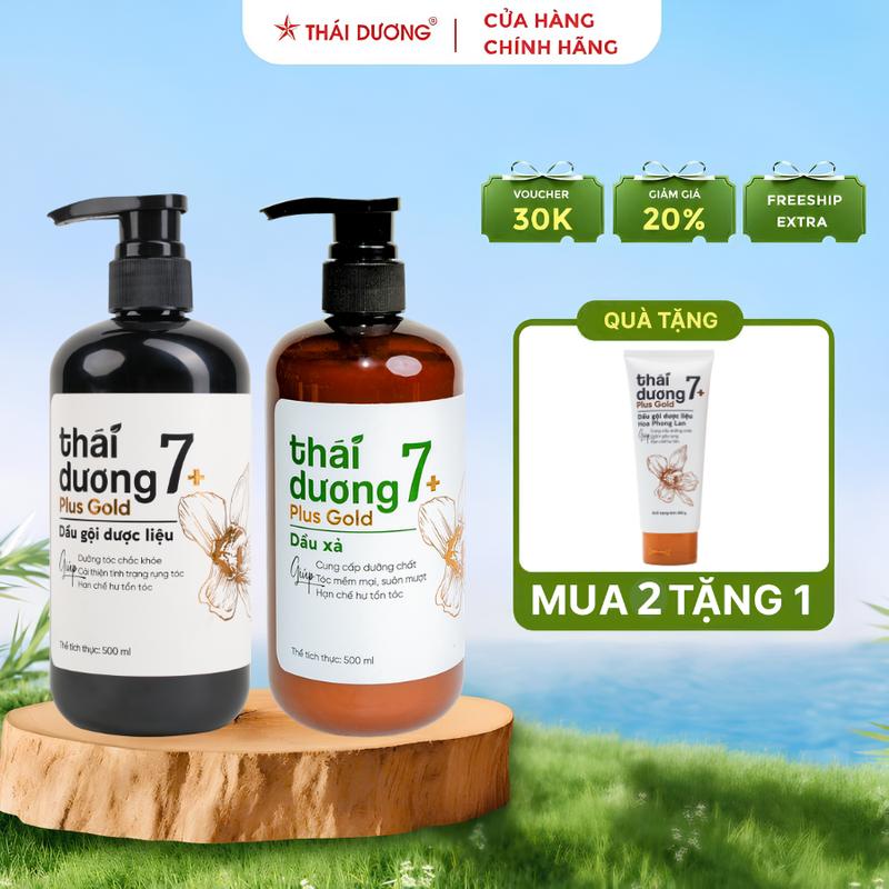 [HCM] Combo Dầu gội TD 7 plus gold 500ml hoa phong lan + dầu xả TD 7 plus gold 500ml, hoa phong lan tặng dầu gội TD7 plus 250ml/ dầu xả TD7 plus 200g/ sữa tắm TD7 plus 200g  - Sao Thái  Dương