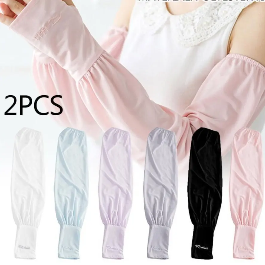 Summer Women Ice Silk Sunscreen Sleeve/ Loose UV Protection Arm Covers/ Outdoor Cycling Sport Long Glove
