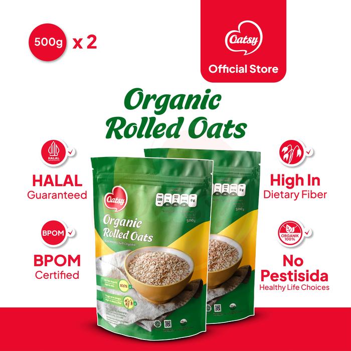Gambar OATSY Organic Rolled Oats 500gr - (Double Pack) dari Oatsy Oatmeal & Muesli Kota Administrasi Jakarta Barat Tokopedia