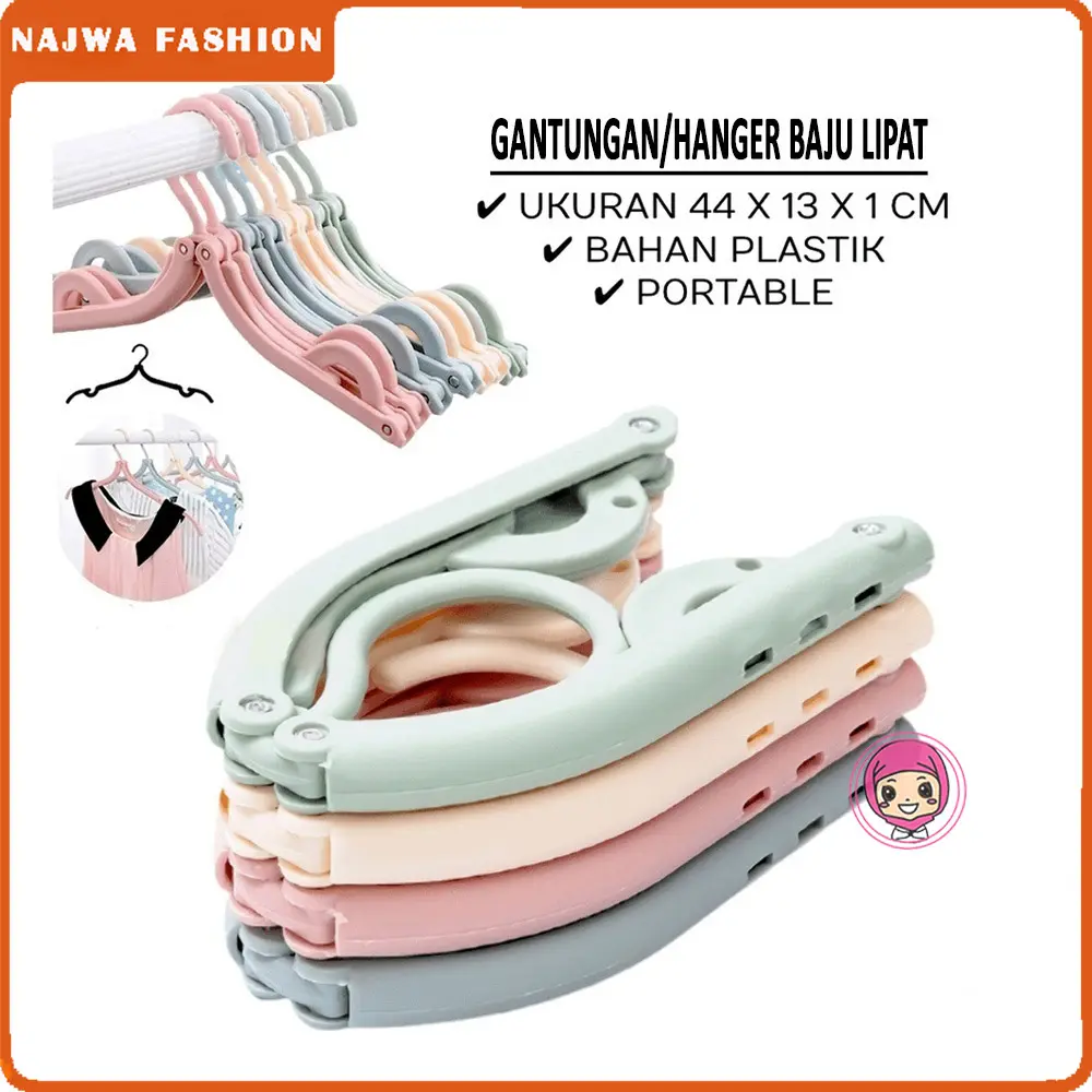 NAJWA - GANTUNGAN BAJU LIPAT SERBAGUNA / HANGER LIPAT MAGIC PORTABLE TRAVEL / HANGER PORTABLE / HANGER BAJU LIPAT KAOS KAKI BRA KUTANG / MAGIC HANGER / FOLDING HANGER ACC