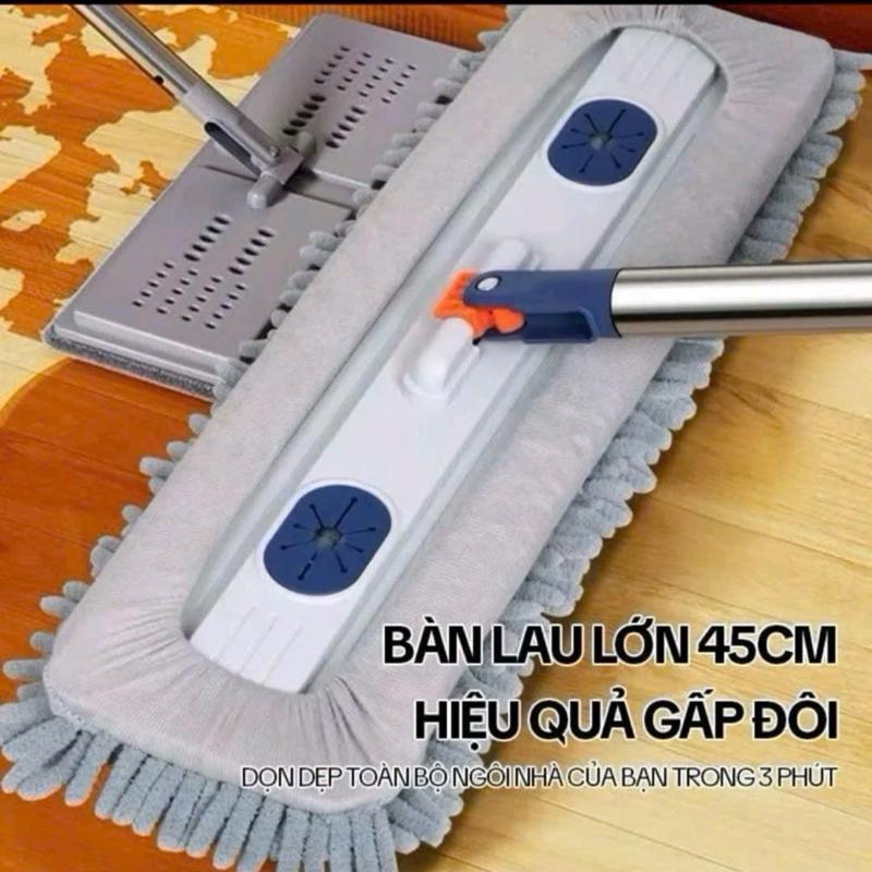chổi lau nhà tự vắt 45cm xoay 360 độ .Bông lau san hô siêu thấm hút …