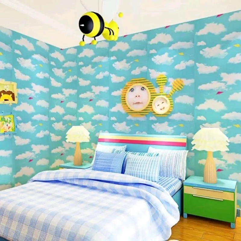 Wallpaper Stiker Dinding Motif Awan 45 cm x 8 meter Kertas PVC Kamar 5