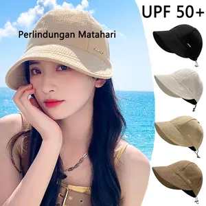 KAMOVA Topi Tepi Lebar Lipat Wanita Korea Portabel Anti-UV Pelindung Matahari - Anti-UV Topi Pantai