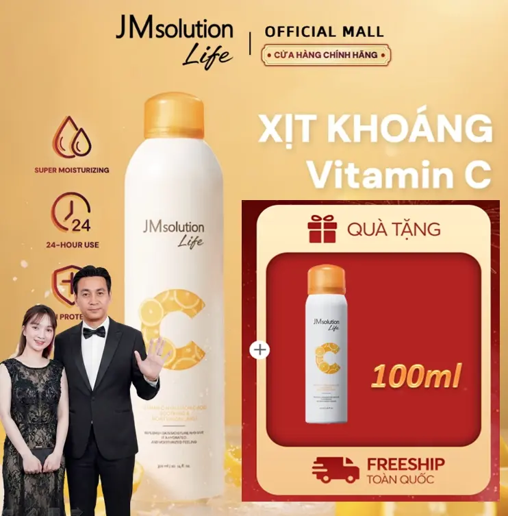 JMSolution 300ML + 100ML Xịt khoáng dưỡng ẩm, Vitaman C làm dịu và bảo vệ da Evoluderm Atomiseur Eau Pure Skincare kinetin