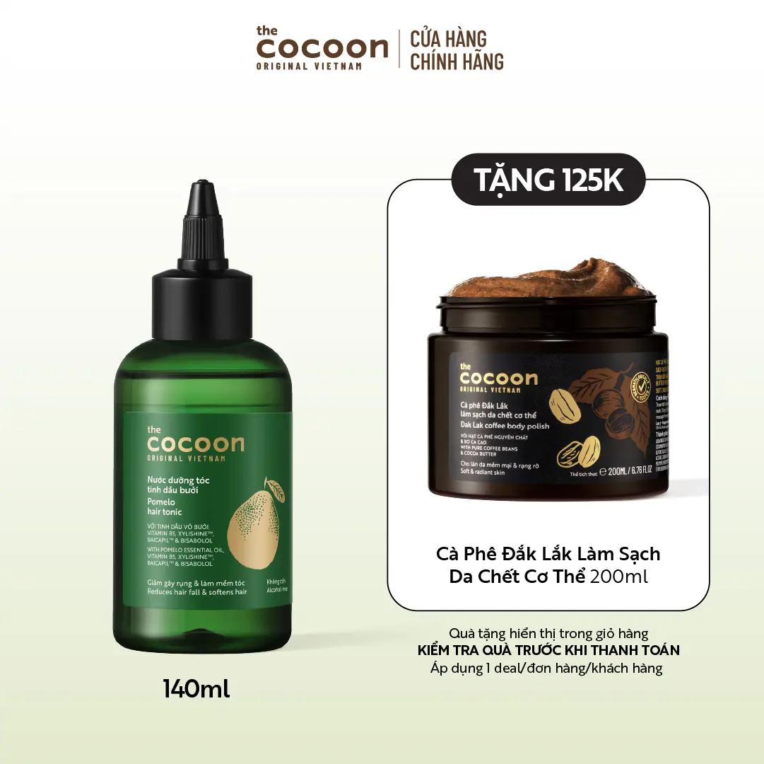 Cải tiến mới - Nước dưỡng tóc tinh dầu bưởi Cocoon ngăn ngừa gãy rụng và hỗ trợ mọc tóc 140ml