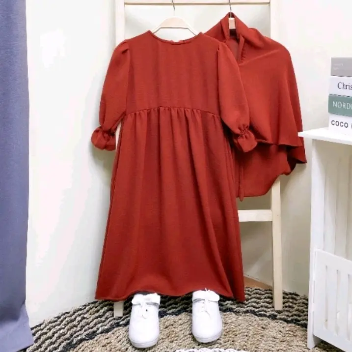 gamis anak viral 2025|gamis manasik|gamis terbaru 2025 'series set hijab Crinkle Airflow