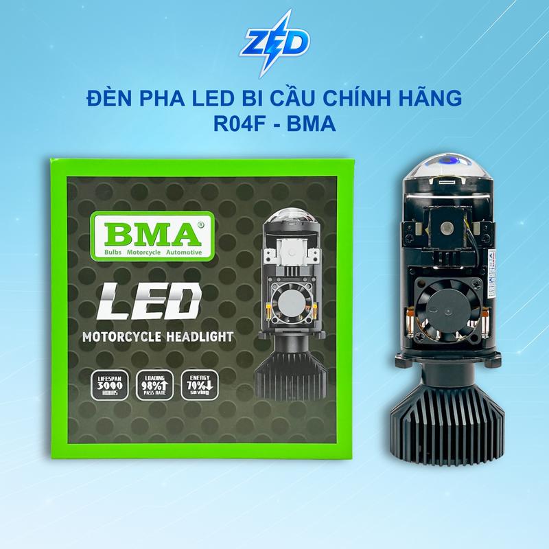 Đèn Pha LED Bi Cầu R04F BMA - 55W Pha Màn Chập Chiếu Xe Trên 150m, Cắt Sáng Chống Chói Chân H4 9-16V Điện Bình Lắp Oto, Xe Máy