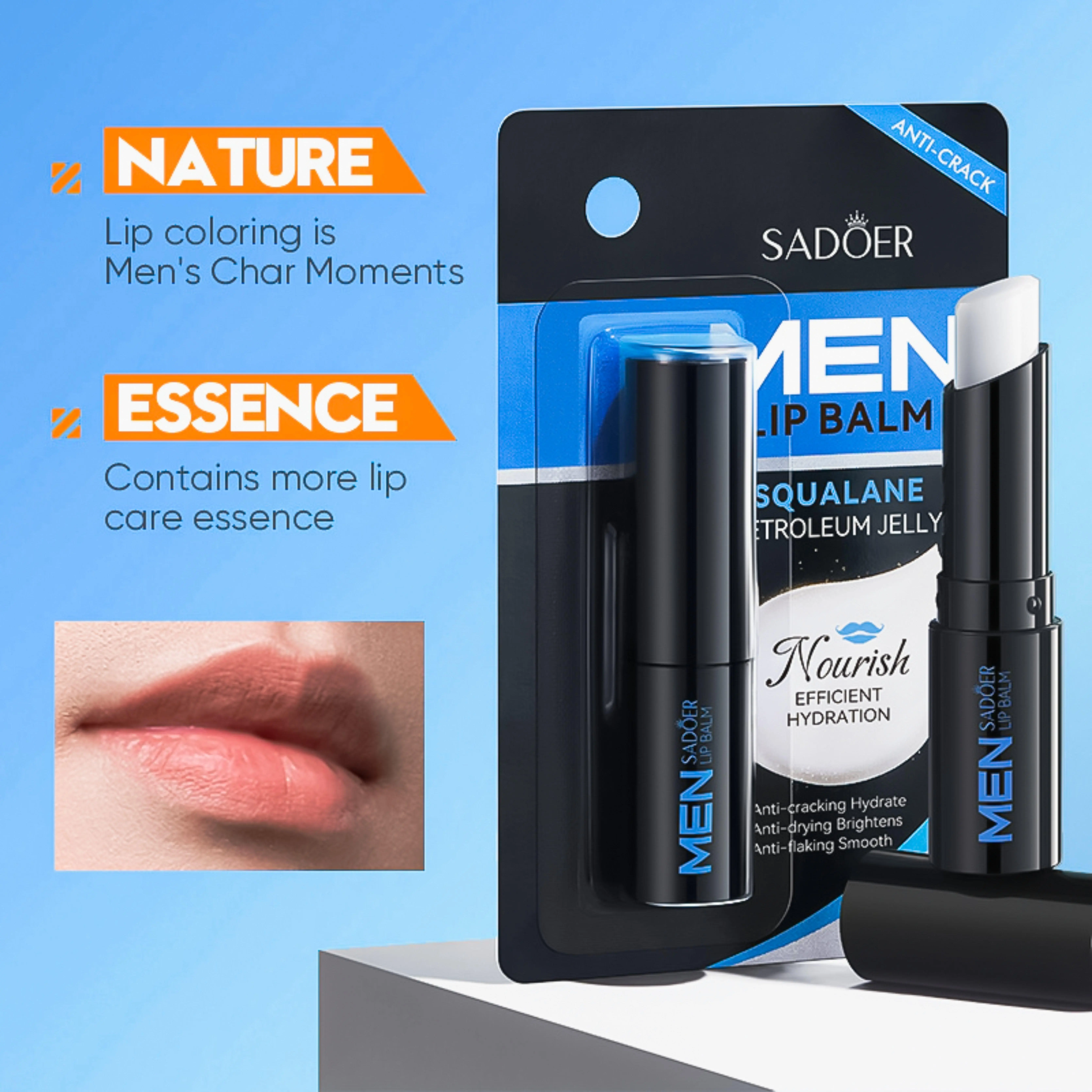 Lip Balm Men Vitamin E & Squalane - Pelembap Bibir Pria Anti Kering & Pecah