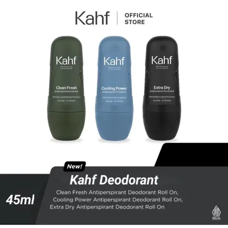 Kahf Antiperspirant Deodorant Roll On 45ml/Clean Fresh/Cooling Power/Extra Dry Bau Kering 1