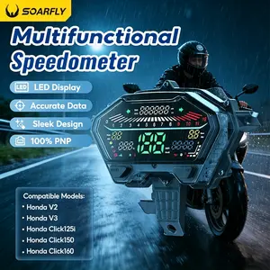 【Pengiriman 24 jam】SOARFLY LED Speedometer Digital Vario 125/150 New 2018-2024 Vario 160 Pengukur Tampilan Digital Suhu Tangki RPM Tampilan Tegangan Baterai Jam Kmh Mph Voltase