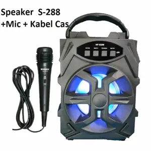 Speaker Bluetooth HF-S288 + Mic Karaoke WirelessSpeaker Portable Super Bass