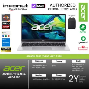 ACER ASPIRE LITE 15 AL15-42P-R50P RYZEN 5 7430U 8GB 512GB SSD 15" IPS FHD W11H OH2024 SILVER