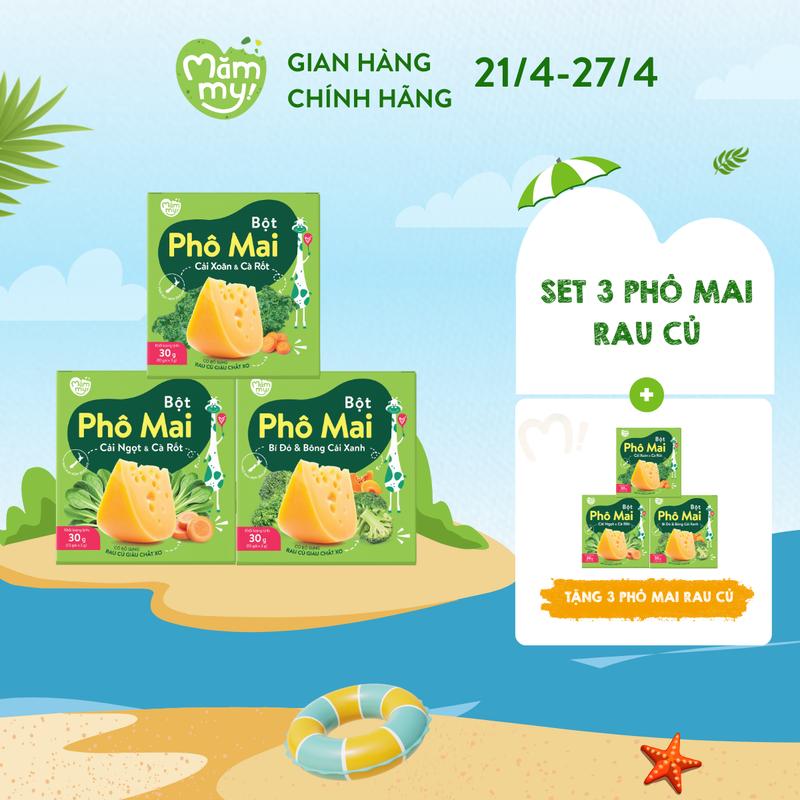 [MUA 3 TẶNG 3] Combo 3 hộp phô mai rau củ Mămmy dạng bột rắc cơm, cháo cho bé ăn dặm, hộp 10 gói