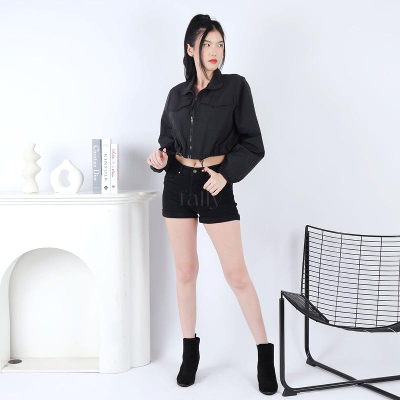 FALLY Fiona Jacket Crop Zipper Jaket Crop Parasut Wanita 8