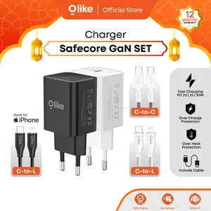 [NEW PRODUCT] Olike Charger Set Safecore GaN20CL 20W + Kabel Type C to Lightning Low Temperature Fast Charging PD 3.0 | Adapter PPS AFC For IPhone Samsung QC 3.0