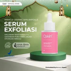 QSKIN+ Miracle Ceramic Skin Ampoule - Serum Exfoliasi dengan AHA BHA - Mencerahkan, Mengangkat sel kulit mati Menghaluskan tekstur Glowing - Cocok Semua Jenis Kulit