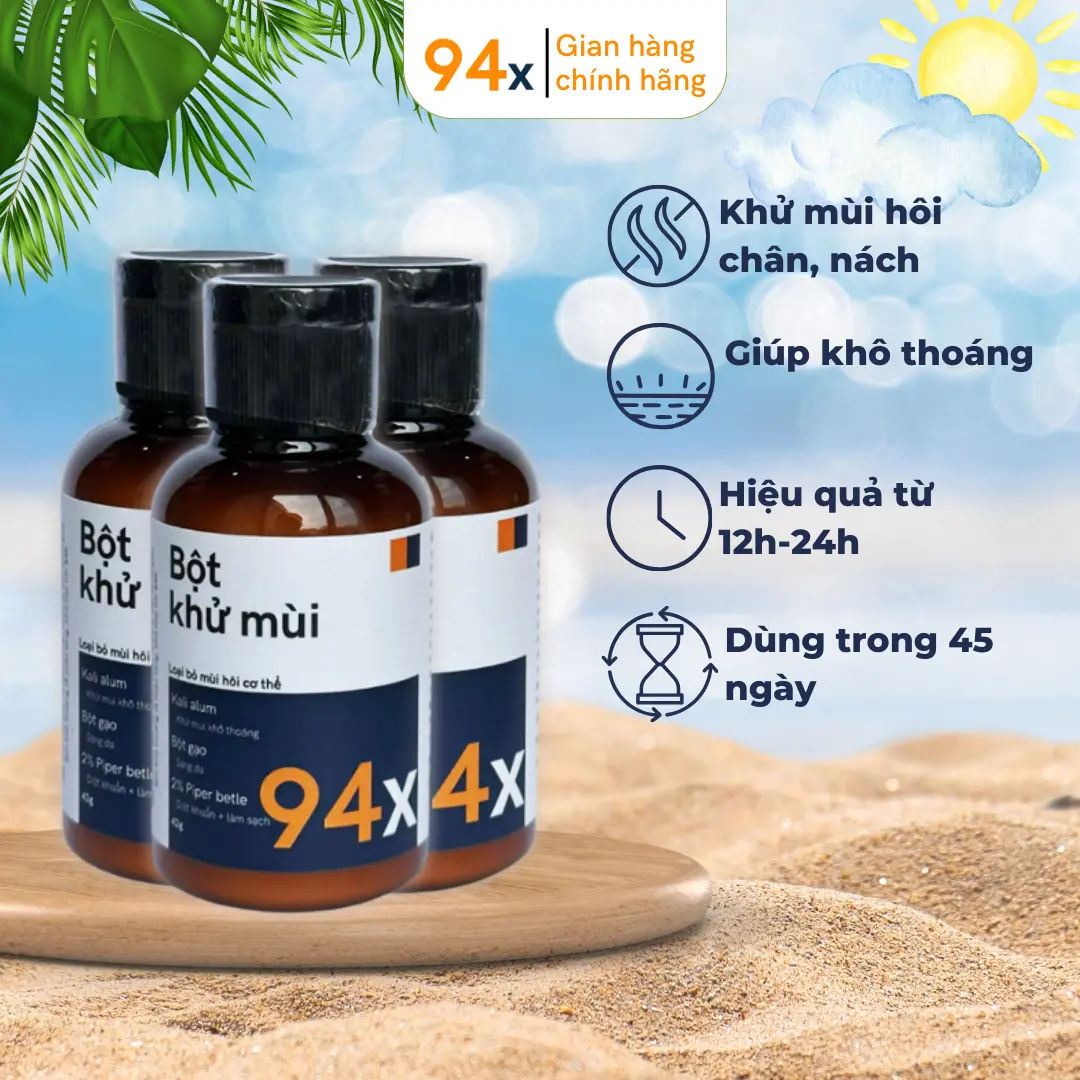 Bột khử mùi hôi chân hôi nách 94x 42g/lọ phèn chua chưng cất khử mùi hôi chân giày dép ngăn ngừa mồ hôi khử mùi hiệu quả