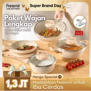 [MasihNgekost] freemir Set Wajan 4 Pcs Mewah BONUS Panci Kopi 26/20/20/16/12cm Wajan Jumbo Penggorengan Wajan Anti Lengket Asli Anti Gosong Paket Wajan Premium Kitchenware