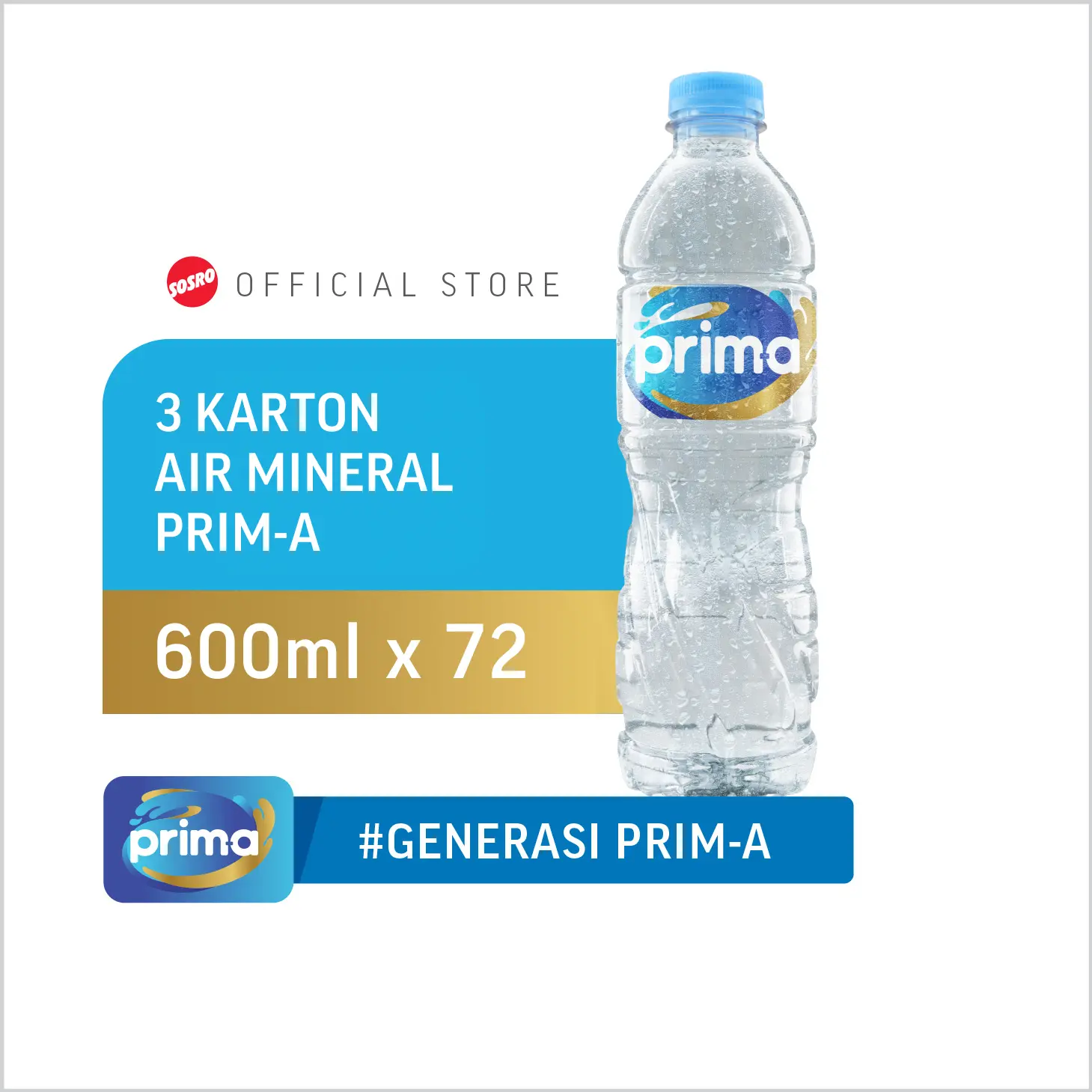 3 Karton Prim-A Botol Air Mineral 600ml x 24pcs , Total 72pcs