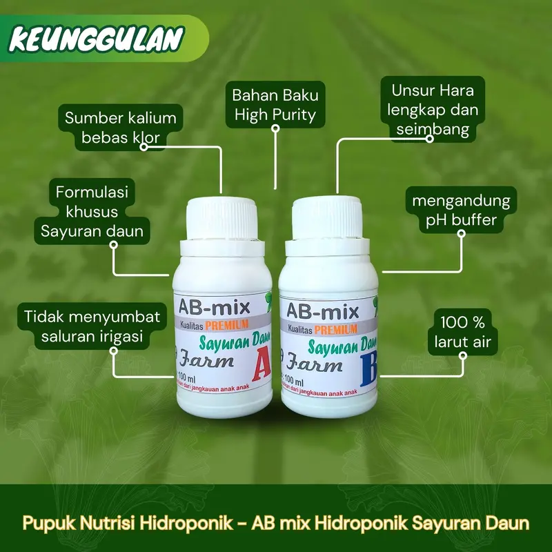 AB Mix 100 ml Cair Pupuk Nutrisi tanaman Hidroponik Sayuran Daun 2