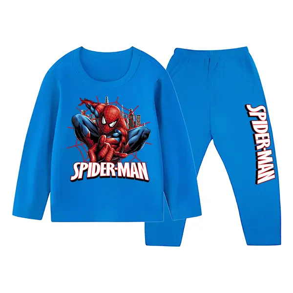 Setelan Baju Tidur Anak Gambar Spiderman Piyama Ukuran 1 Sampai 10 Tahun Polyester Soft laki 7–10 Laki-Laki Lengan Perempuan Cotton 6