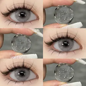 ready stock (COD）Abu-abu softlens 1 pasang lensa kontak warna diameter 14.2 MM soflens mata korea soplen murah model terbaru bebas biaya kirim