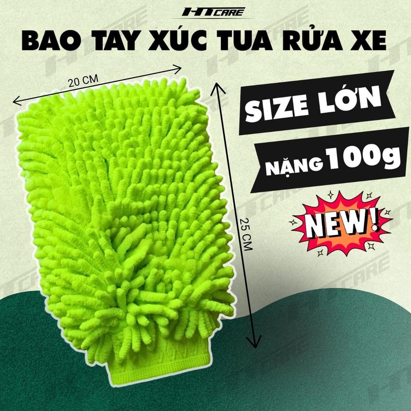  GĂNG TAY BAO TAY rửa xe san hô siêu mềm mịn loại 1 dày dặn 50g & 100g kích thước lớn  MẪU MỚI  - HTCARE 