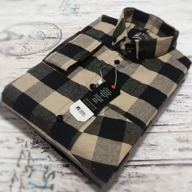 kemeja flanel pria wanita lengan panjang denim