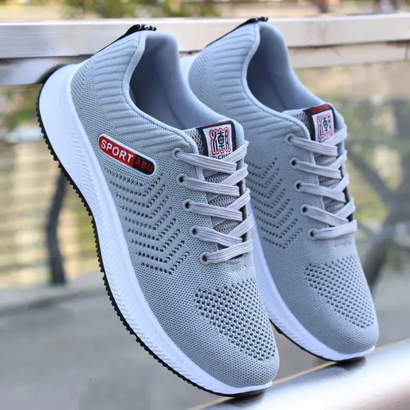 Nuevos zapatos deportivos casuales de moda para hombres, zapatos de tenis para hombres livianos y cómodos, zapatos para correr con cordones antideslizantes y que absorben los golpes, diseño superior de malla transpirable con bloqueo de color. - Foto 6