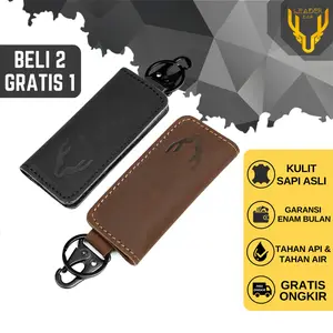 Leaderbag Dompet STNK Mobil Kulit Sapi Asli Terbaru Coklat Dan Hitam Waterproof Gantungan Kunci Motor Premium