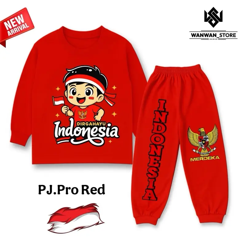 Baju Fashion Setelan Anak Motif Garuda Merah Putih 17 Agustus Celana Pendek 4