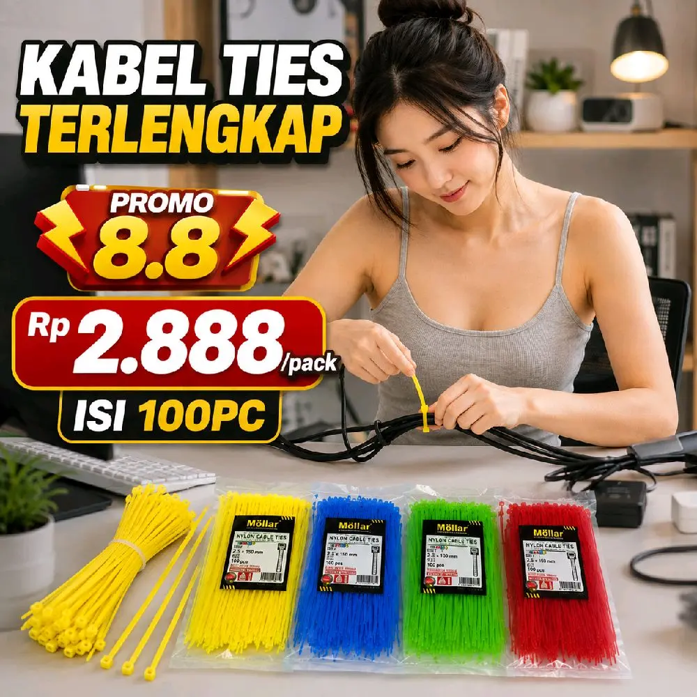 Kabel Ties Tebal Hitam Putih Merah Kuning Hijau isi 100pc/pack