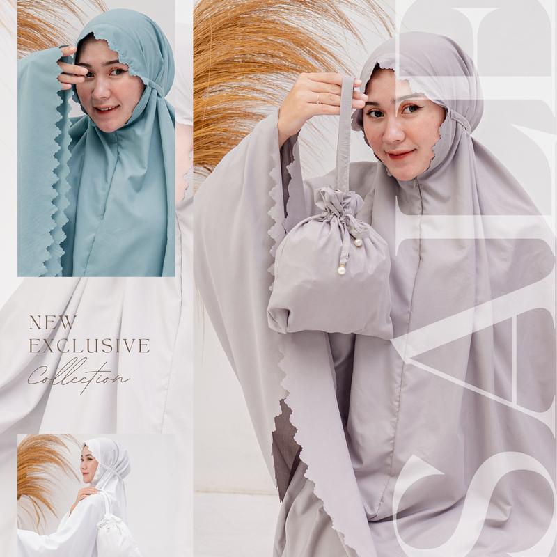 Product Introduction of Mukena Dewasa Traveling Mini Alwi Series Free Tas Pouch Serut Mutiara Atasan Bawahan Panjang Katun Lembut mukenah  Muslim resleting 21