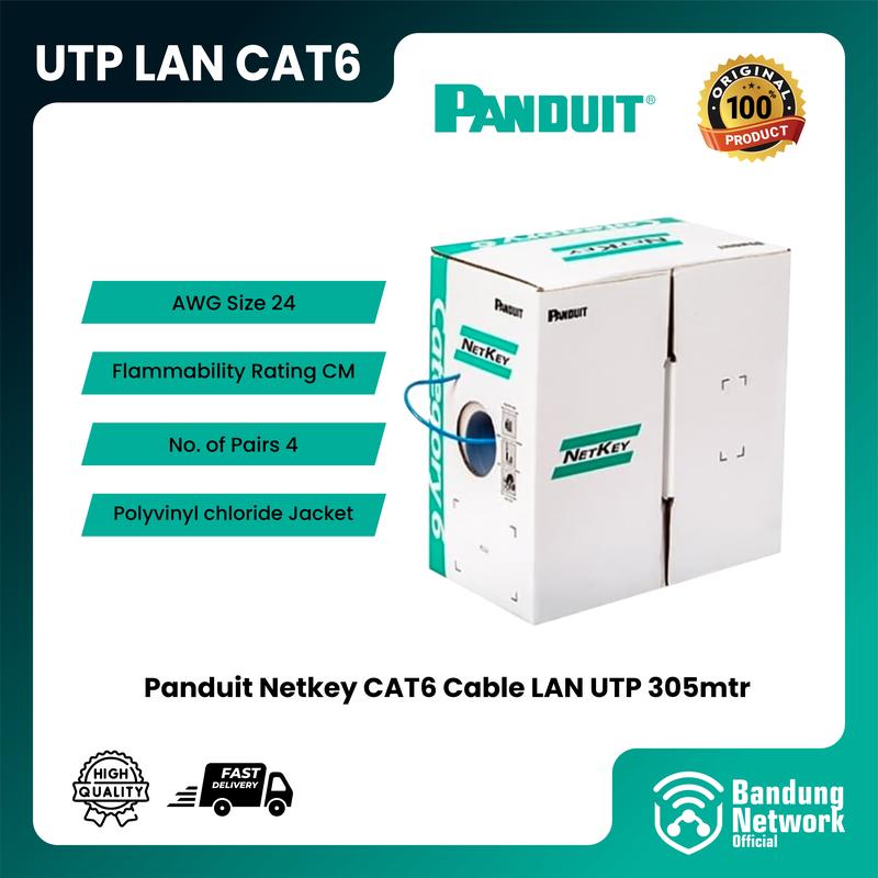Kabel Panduit Netkey Cat6 Cable LAN UTP Panduit Cat 6 305mtr Original ...