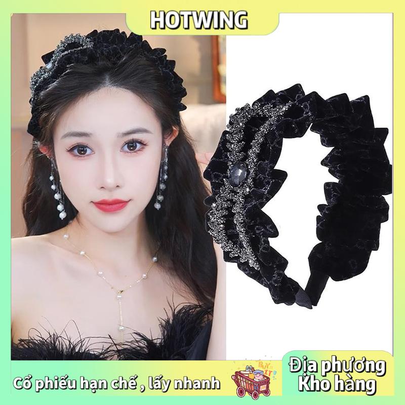 Băng Đô Chịu Lực, HOTWING, Dành Cho Nữ, Màu Đỏ, Rộng Vành, Phụ Kiện Tóc Kim Cương Giả, Băng Đô Nhung Phong Cách Hàn Quốc, Phụ Kiện Thời Trang, Hậu Cần Nhanh