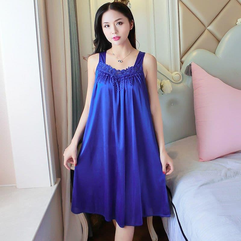Product Introduction of 【Ready Stock】 *Plus Size* Women Nightwear Satin Silk Maternity Dress Pyjamas Baju Tidur Wanita Size Besar With 15 Colour 5