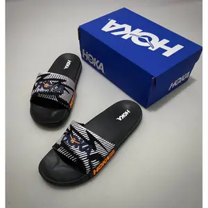 sandal slip-on || HOKKA ONE ONE || corak putih logo nevi +fre boxs