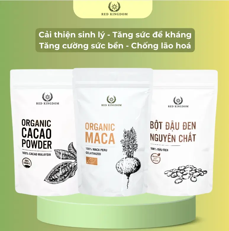 Bột maca cacao đậu đen hữu cơ tự nhiên chính hãng từ Peru [Red Kingdom]