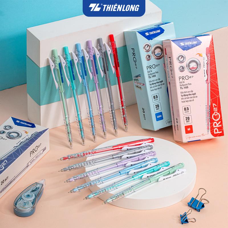 Combo 5/10/20 Bút bi Thiên Long PRO 027 ngòi cao cấp 0.5mm, thân bút màu pastel…