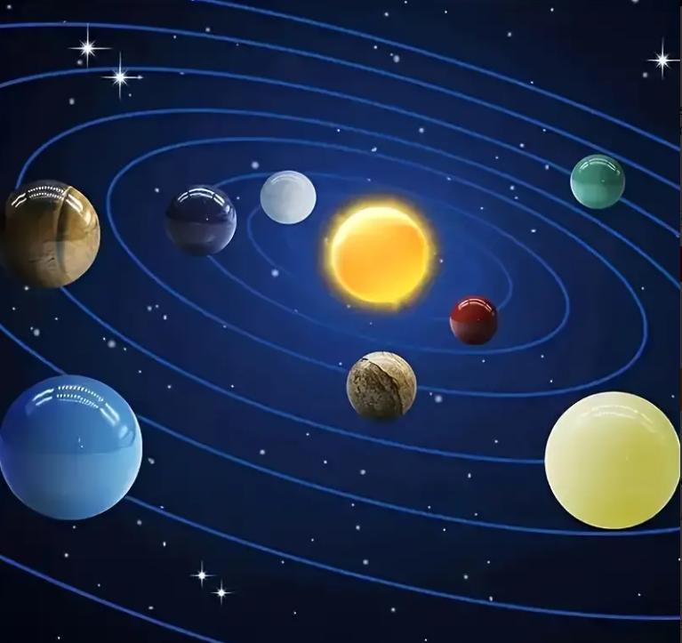 1 Pc Nine Synthetic Crystal Specimens Luxury Set, Planets Stone Science Galaxy Solar System Tabletop Ornament 6